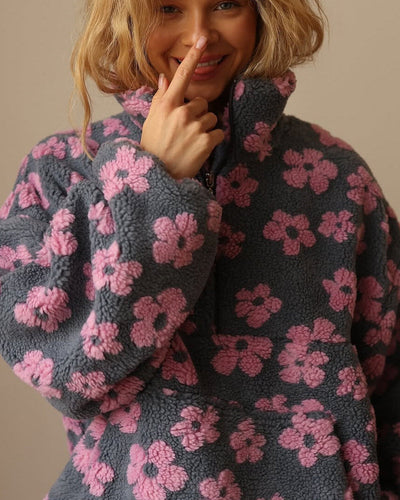 Daisy | Geblümter Warmer Fleecepullover